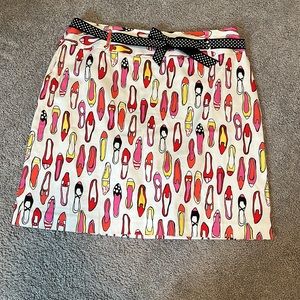 Vintage City silk stretch size 12 petite shoe patterned skirt